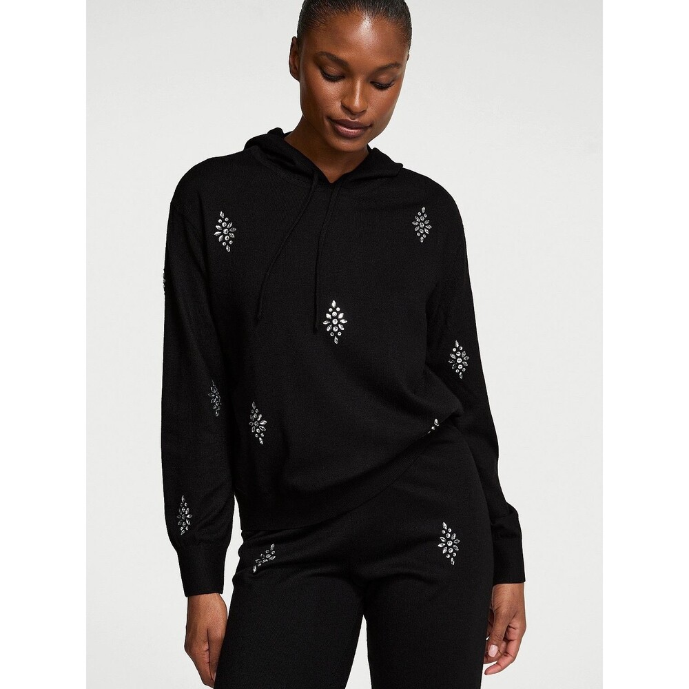 NWT Victoria Secret Luxe Knit Crystal Sparkle Hoodie SZ XL MSRP: $99.95